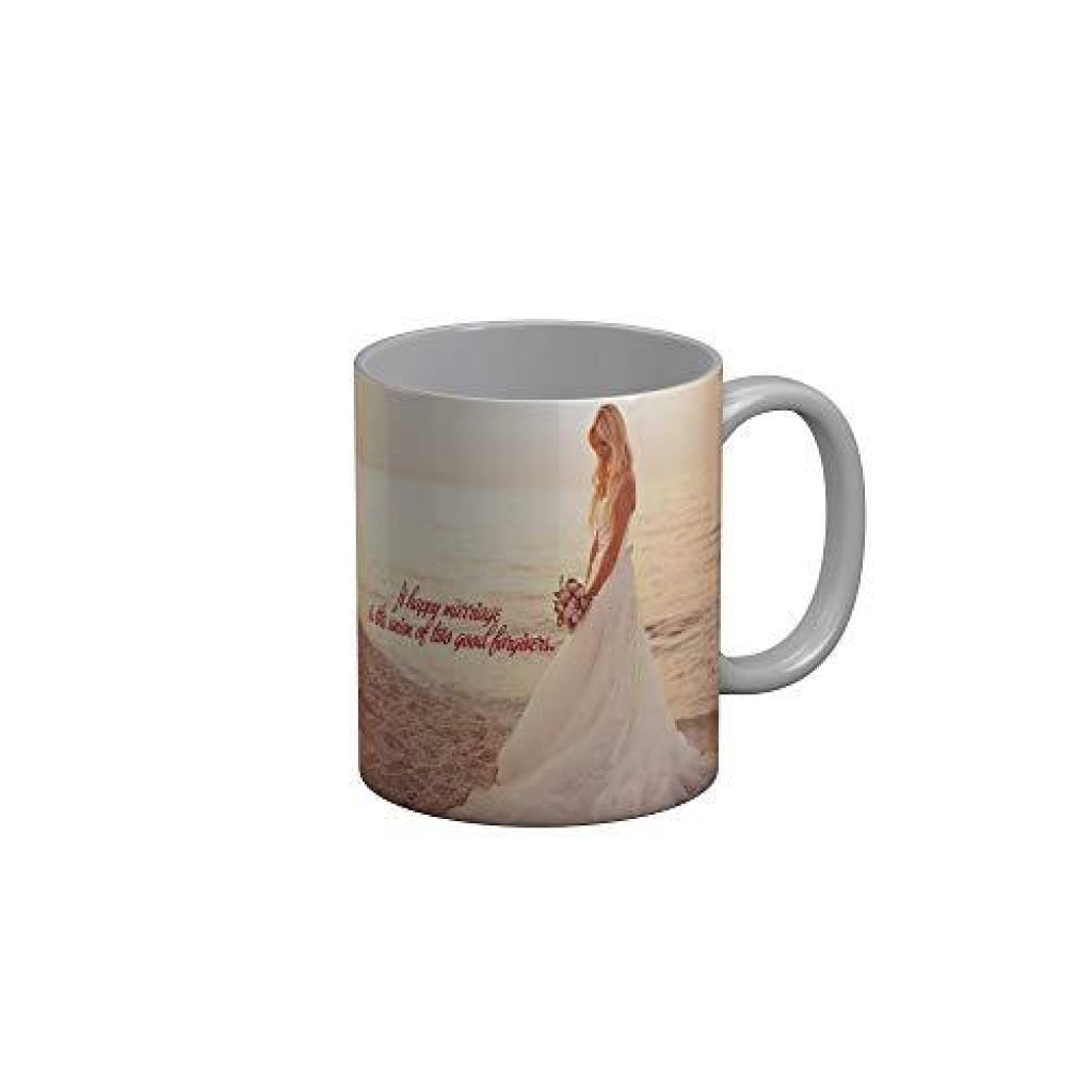Funkydecors Happy Anniversary Ceramic Mug 350 Ml Multicolor Mugs