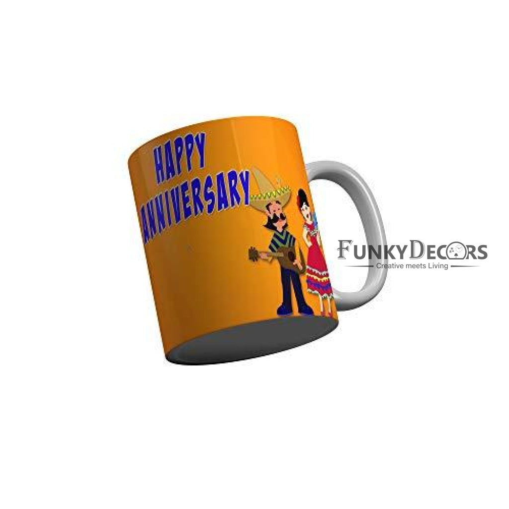 Funkydecors Happy Anniversary Ceramic Mug 350 Ml Multicolor Mugs
