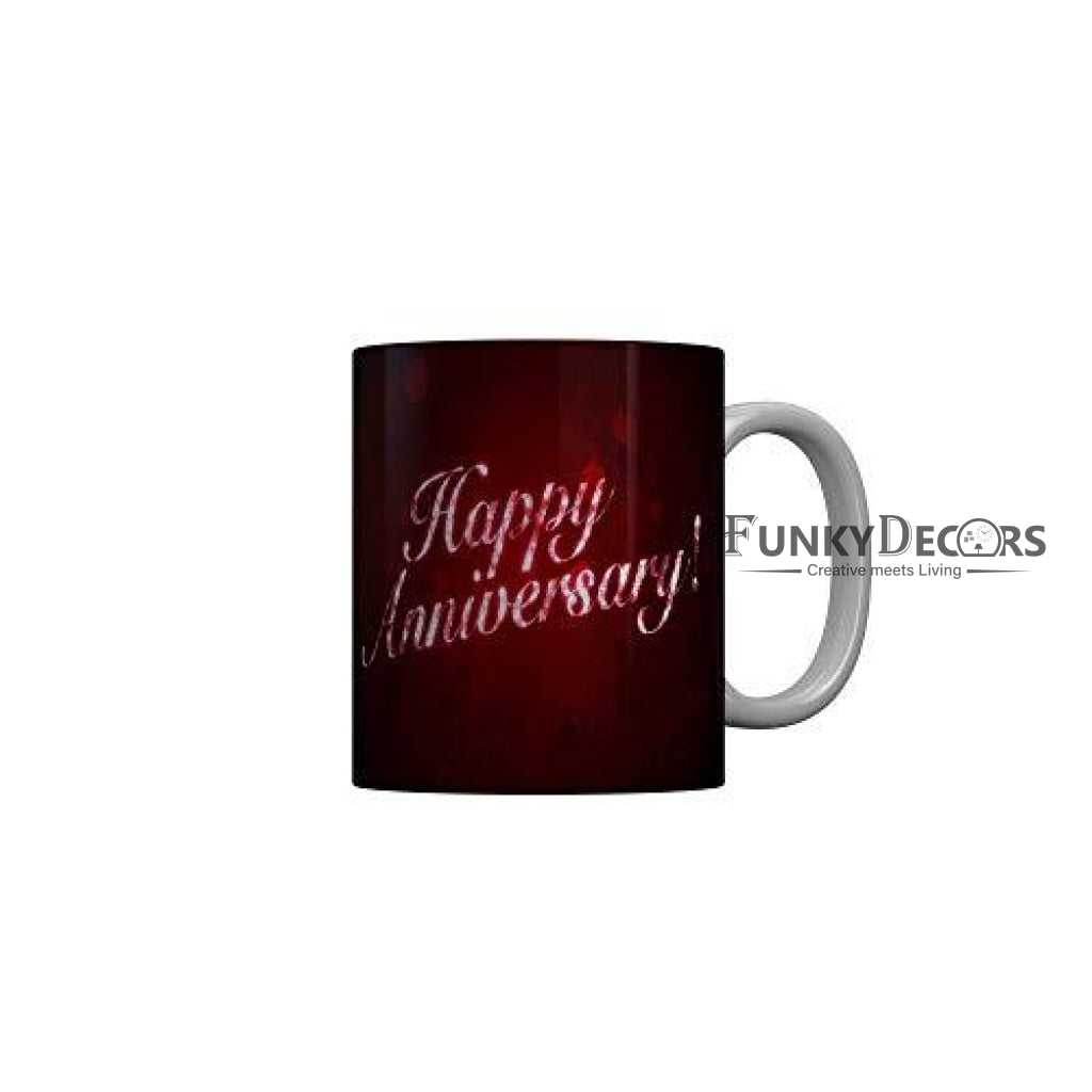 Funkydecors Happy Anniversary Ceramic Mug 350 Ml Multicolor Mugs