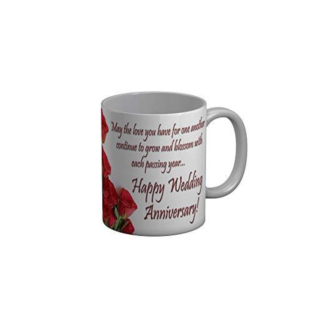 Funkydecors Happy Anniversary Ceramic Mug 350 Ml Multicolor Mugs