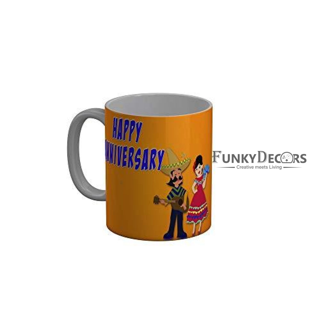 Funkydecors Happy Anniversary Ceramic Mug 350 Ml Multicolor Mugs