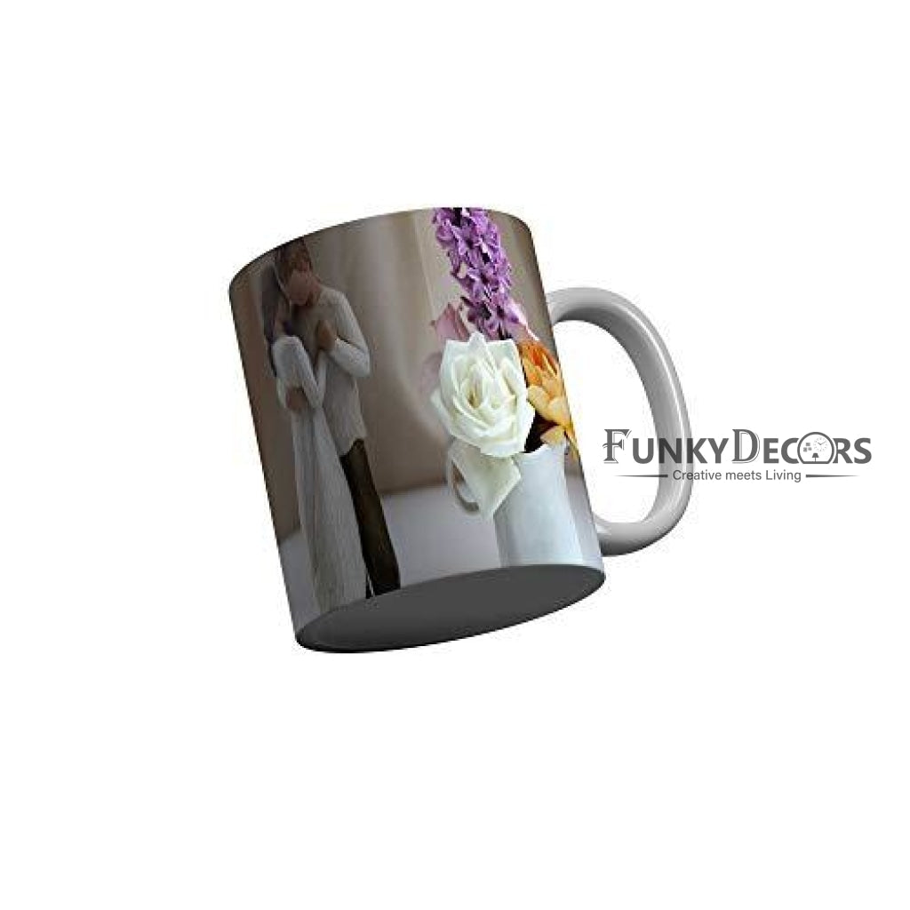 Funkydecors Happy Anniversary Ceramic Mug 350 Ml Multicolor Mugs