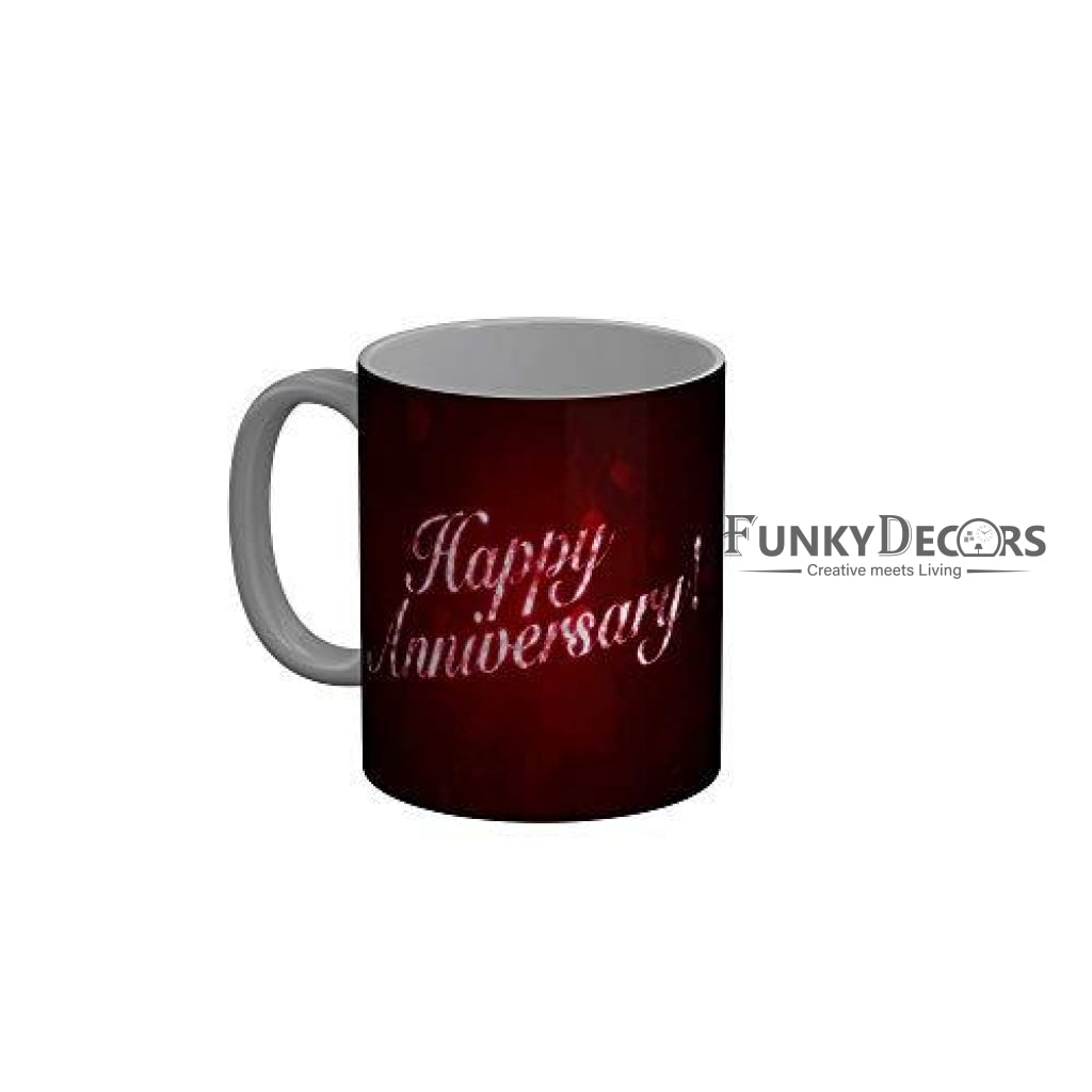 Funkydecors Happy Anniversary Ceramic Mug 350 Ml Multicolor Mugs