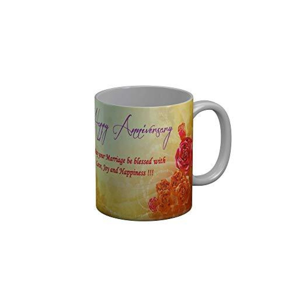 Funkydecors Happy Anniversary Ceramic Mug 350 Ml Multicolor Mugs