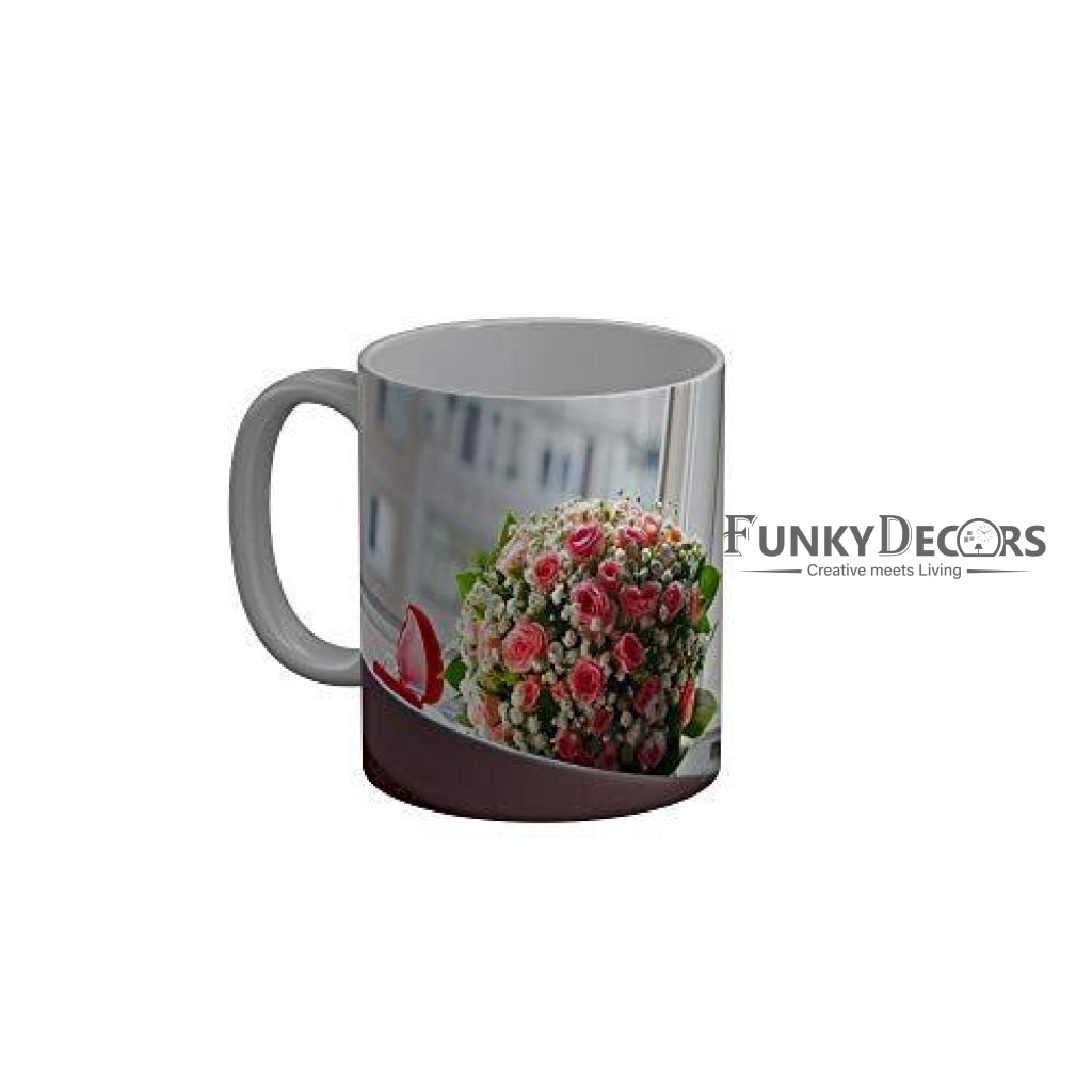 Funkydecors Happy Anniversary Ceramic Mug 350 Ml Multicolor Mugs