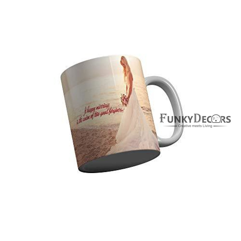 Funkydecors Happy Anniversary Ceramic Mug 350 Ml Multicolor Mugs
