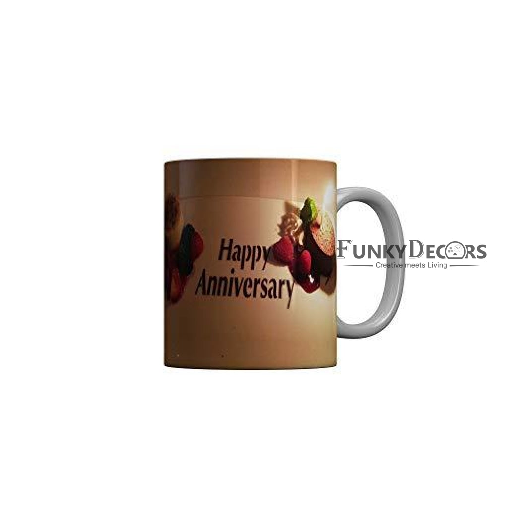 Funkydecors Happy Anniversary Ceramic Mug 350 Ml Multicolor Mugs
