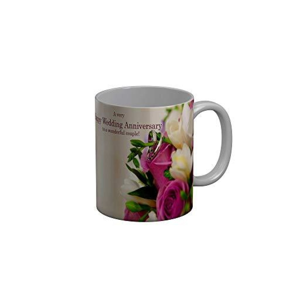 Funkydecors Happy Anniversary Ceramic Mug 350 Ml Multicolor Mugs