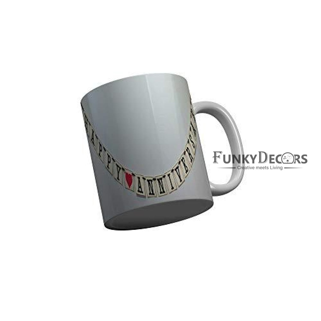 Funkydecors Happy Anniversary Ceramic Mug 350 Ml Multicolor Mugs