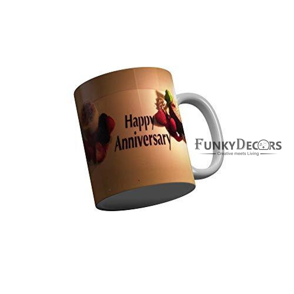 Funkydecors Happy Anniversary Ceramic Mug 350 Ml Multicolor Mugs