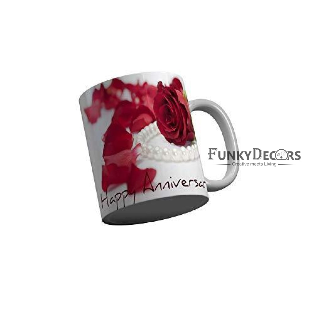 Funkydecors Happy Anniversary Ceramic Mug 350 Ml Multicolor Mugs