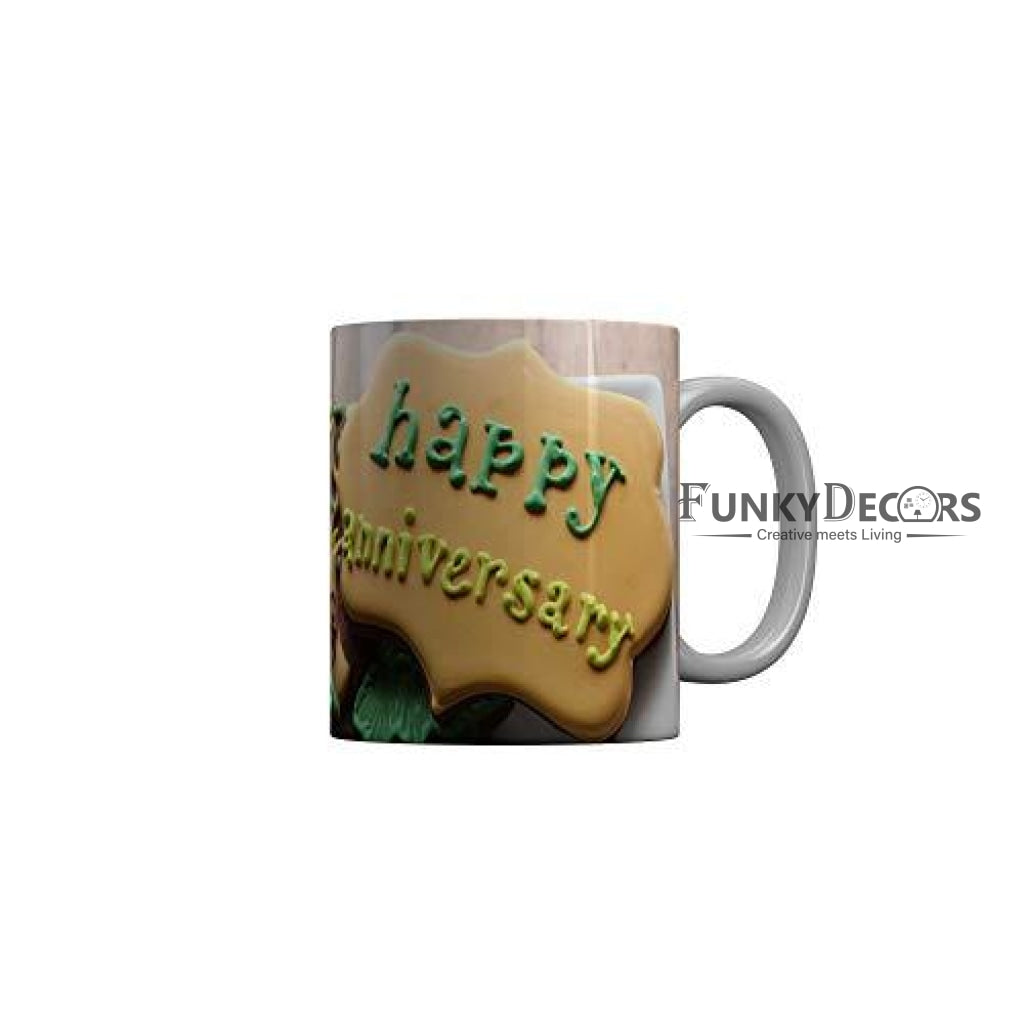 Funkydecors Happy Anniversary Ceramic Mug 350 Ml Multicolor Mugs