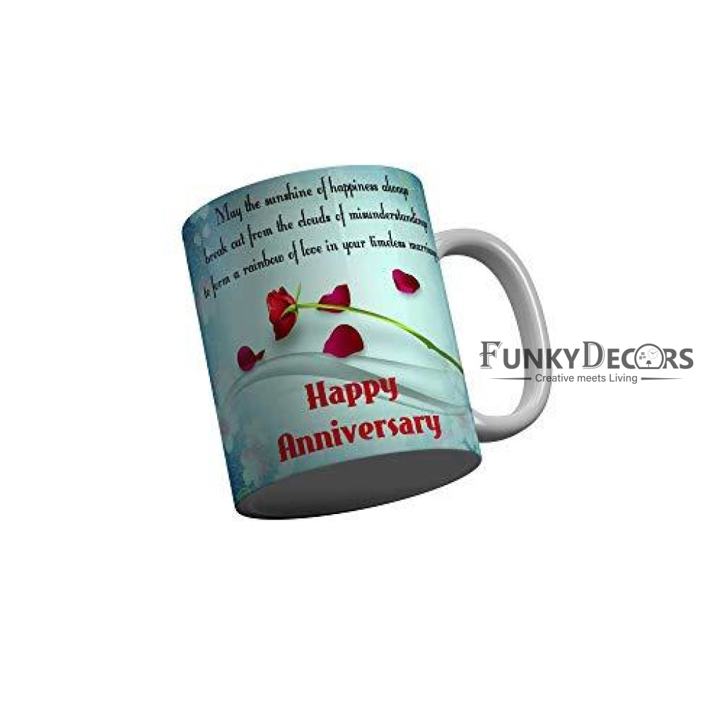 Funkydecors Happy Anniversary Ceramic Mug 350 Ml Multicolor Mugs