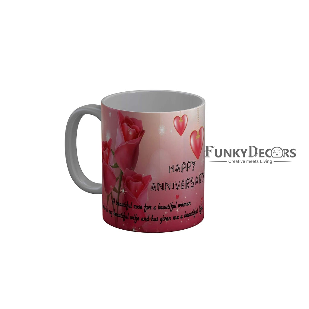 Funkydecors Happy Anniversary Ceramic Mug 350 Ml Multicolor Mugs