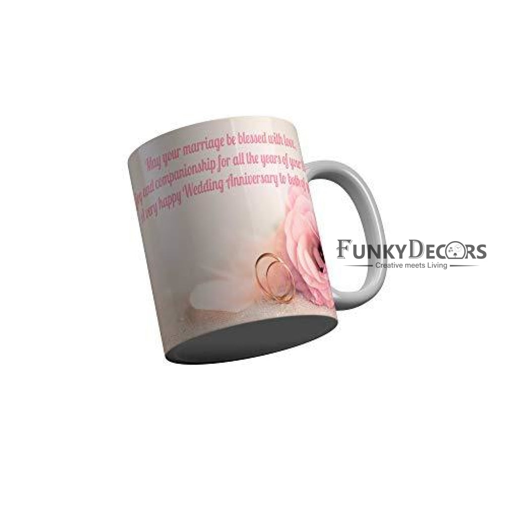 Funkydecors Happy Anniversary Ceramic Mug 350 Ml Multicolor Mugs