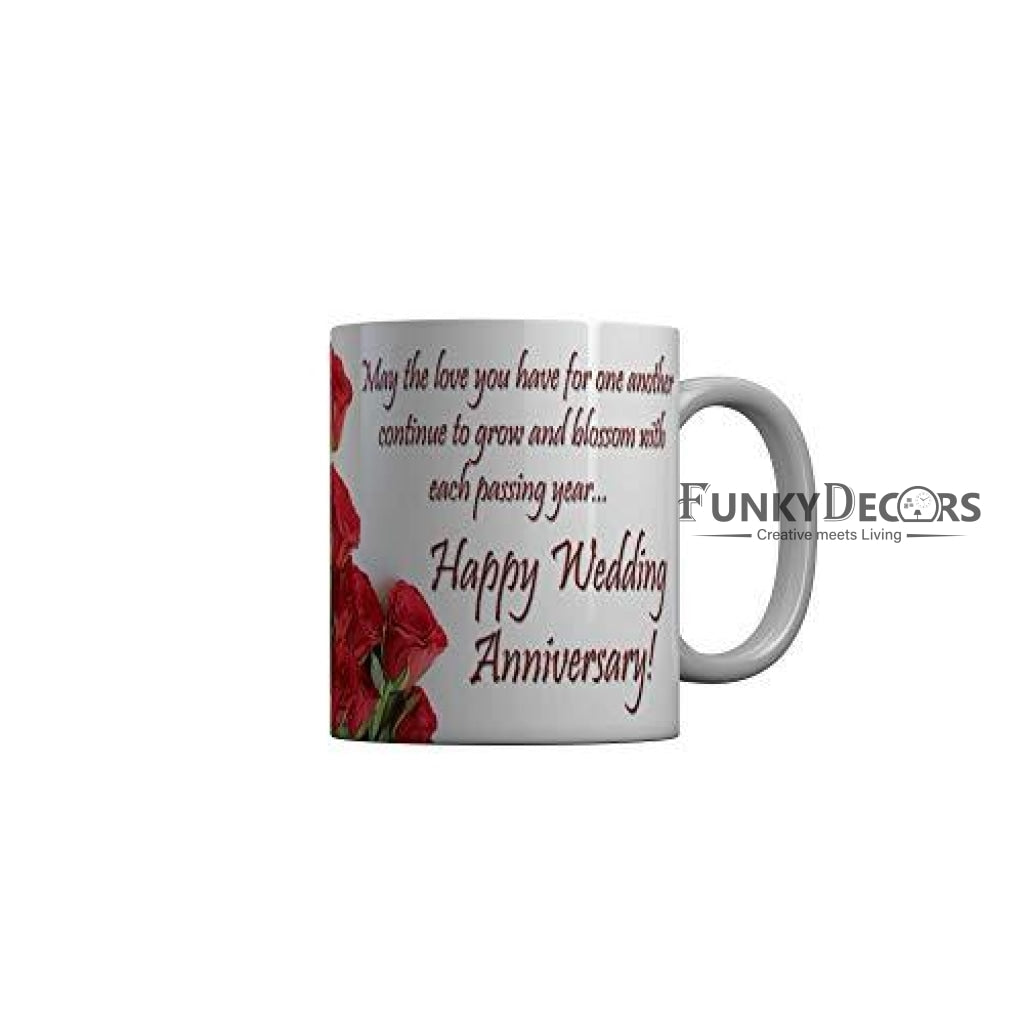 Funkydecors Happy Anniversary Ceramic Mug 350 Ml Multicolor Mugs
