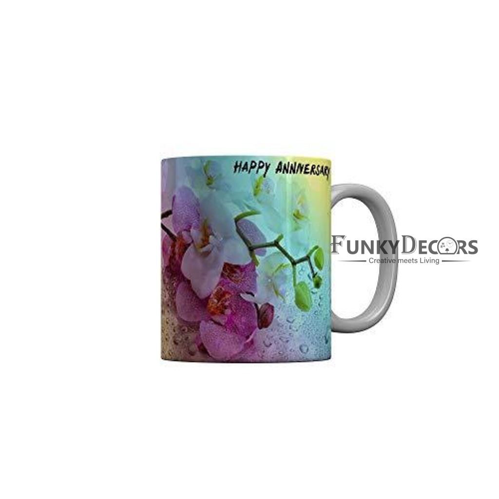 Funkydecors Happy Anniversary Ceramic Mug 350 Ml Multicolor Mugs