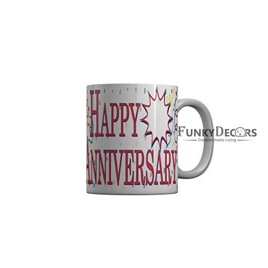 Funkydecors Happy Anniversary Ceramic Mug 350 Ml Multicolor Mugs