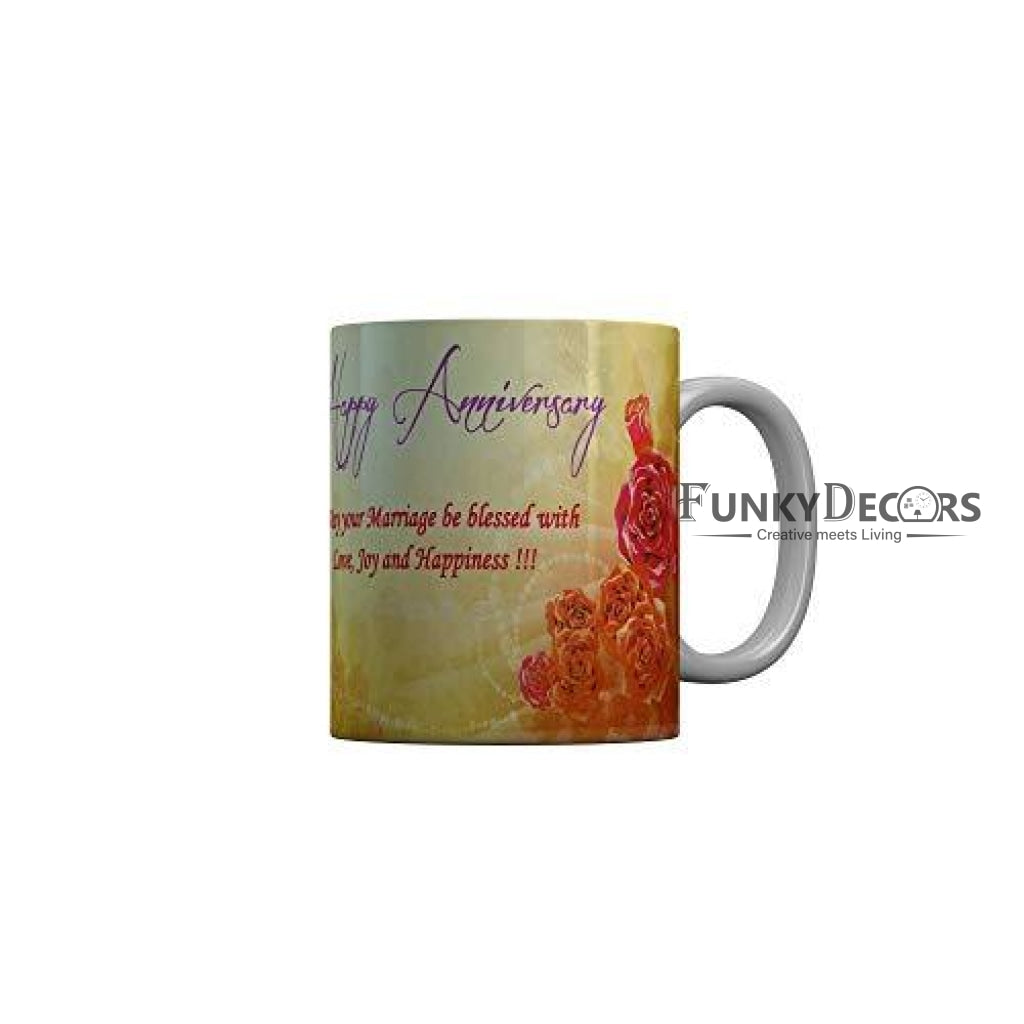 Funkydecors Happy Anniversary Ceramic Mug 350 Ml Multicolor Mugs