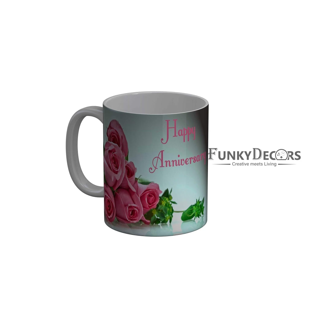 Funkydecors Happy Anniversary Ceramic Mug 350 Ml Multicolor Mugs