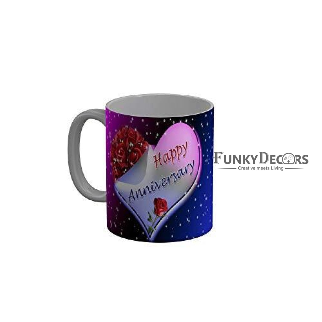 Funkydecors Happy Anniversary Ceramic Mug 350 Ml Multicolor Mugs