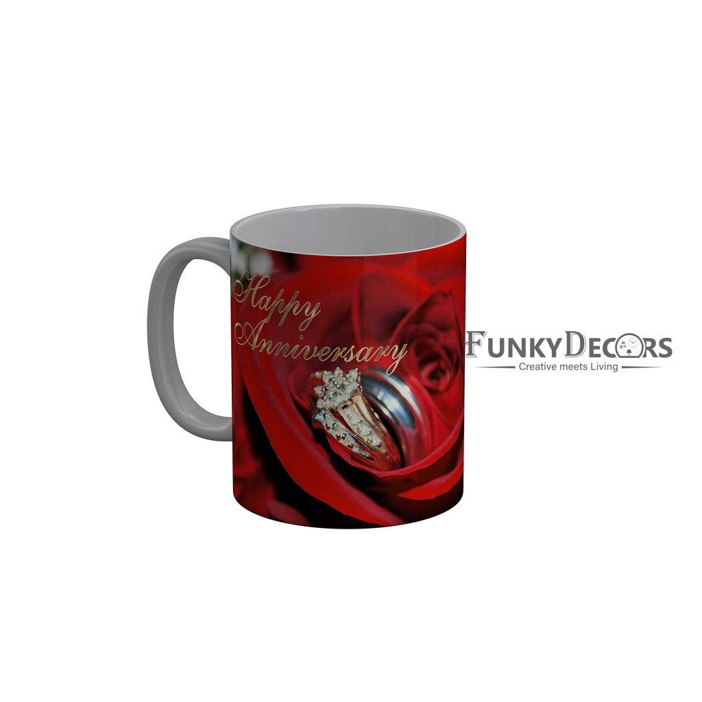 Funkydecors Happy Anniversary Ceramic Mug 350 Ml Multicolor Mugs