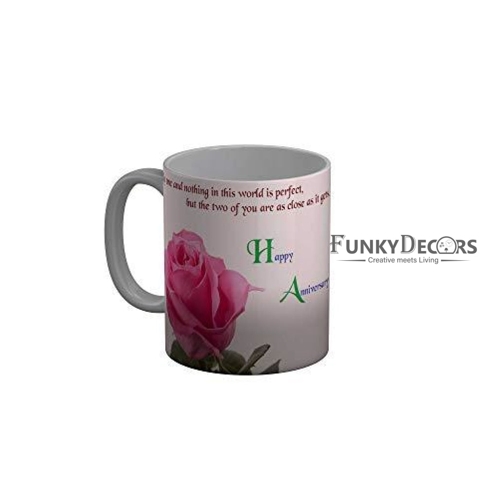 Funkydecors Happy Anniversary Ceramic Mug 350 Ml Multicolor Mugs