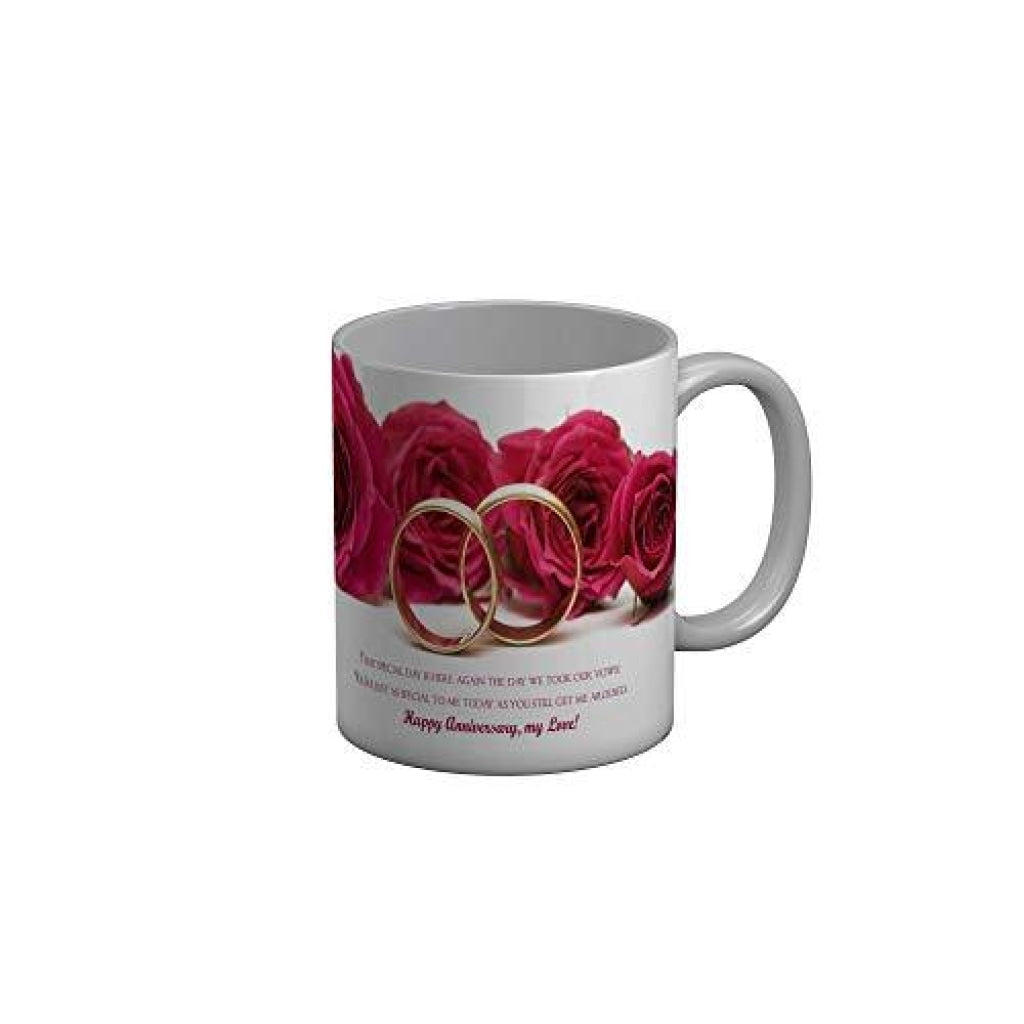 Funkydecors Happy Anniversary My Love Ceramic Mug 350 Ml Multicolor Mugs