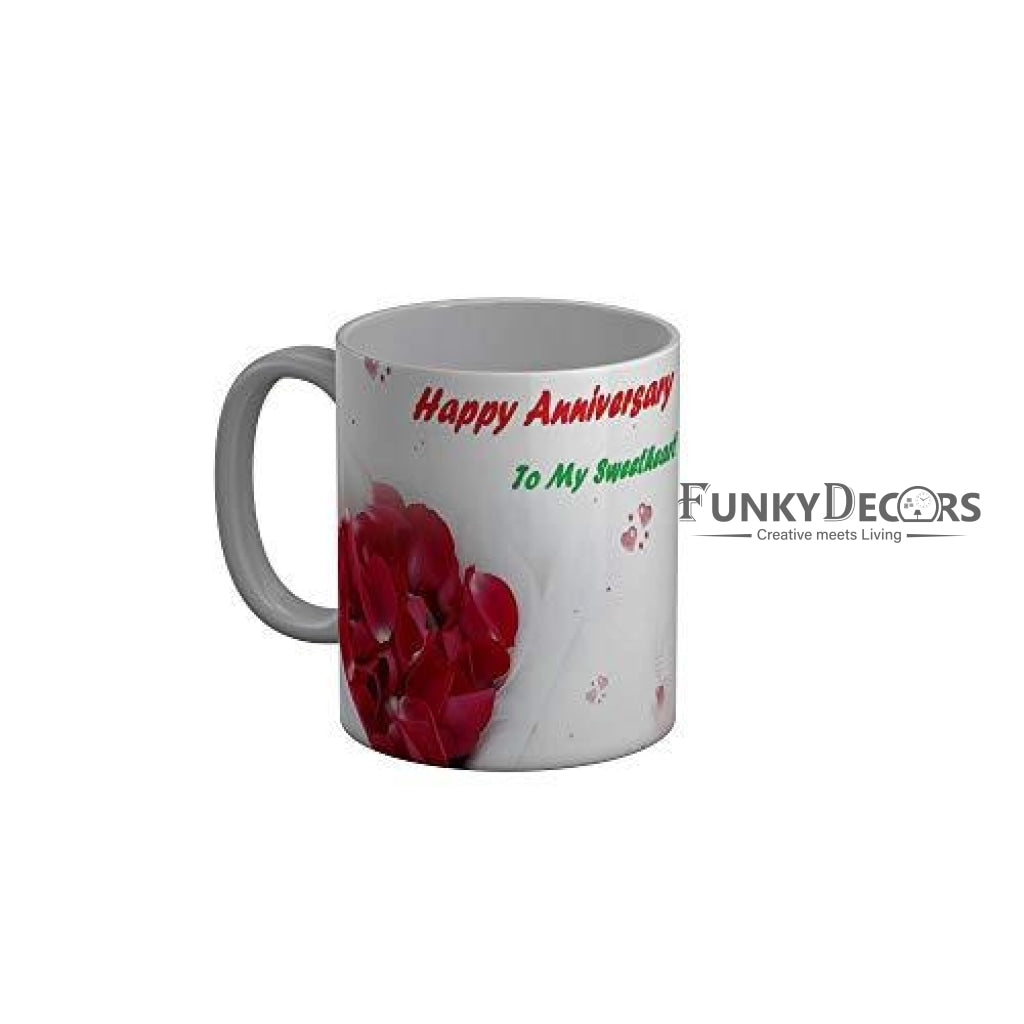 Funkydecors Happy Anniversary To My Sweetheart Ceramic Mug 350 Ml Multicolor Mugs