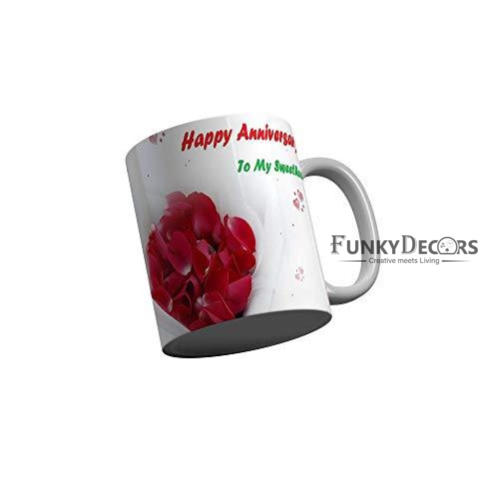 Funkydecors Happy Anniversary To My Sweetheart Ceramic Mug 350 Ml Multicolor Mugs