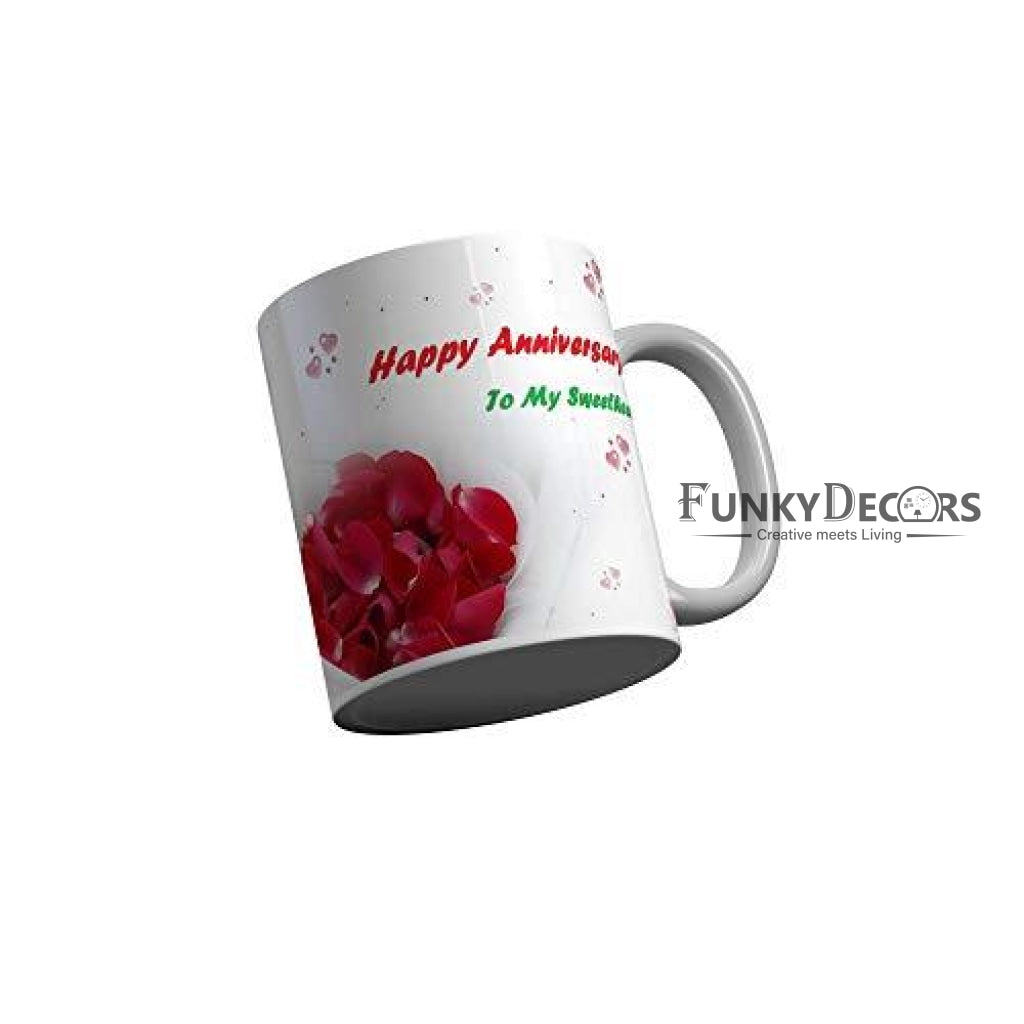 Funkydecors Happy Anniversary To My Sweetheart Ceramic Mug 350 Ml Multicolor Mugs
