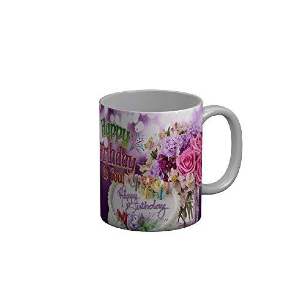 Funkydecors Happy Birtthday Wishes Gift Ceramic Mug 350 Ml Multicolor Mugs