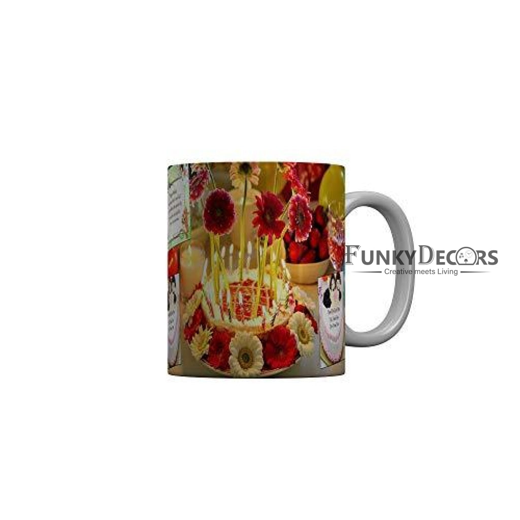 Funkydecors Happy Birtthday Wishes Gift Ceramic Mug 350 Ml Multicolor Mugs