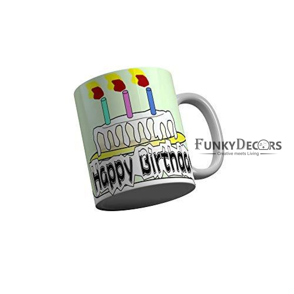 Funkydecors Happy Birtthday Wishes Gift Ceramic Mug 350 Ml Multicolor Mugs