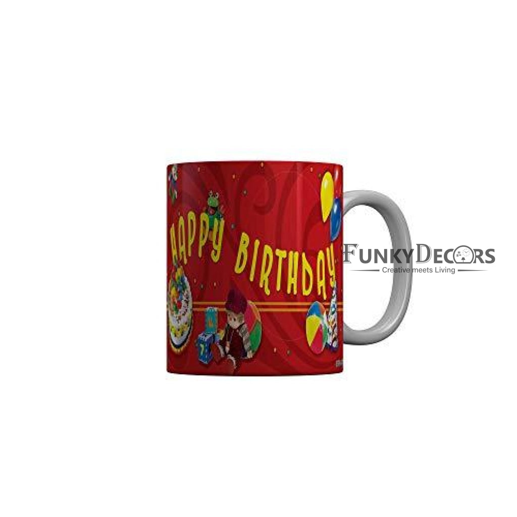 Funkydecors Happy Birtthday Wishes Gift Ceramic Mug 350 Ml Multicolor Mugs