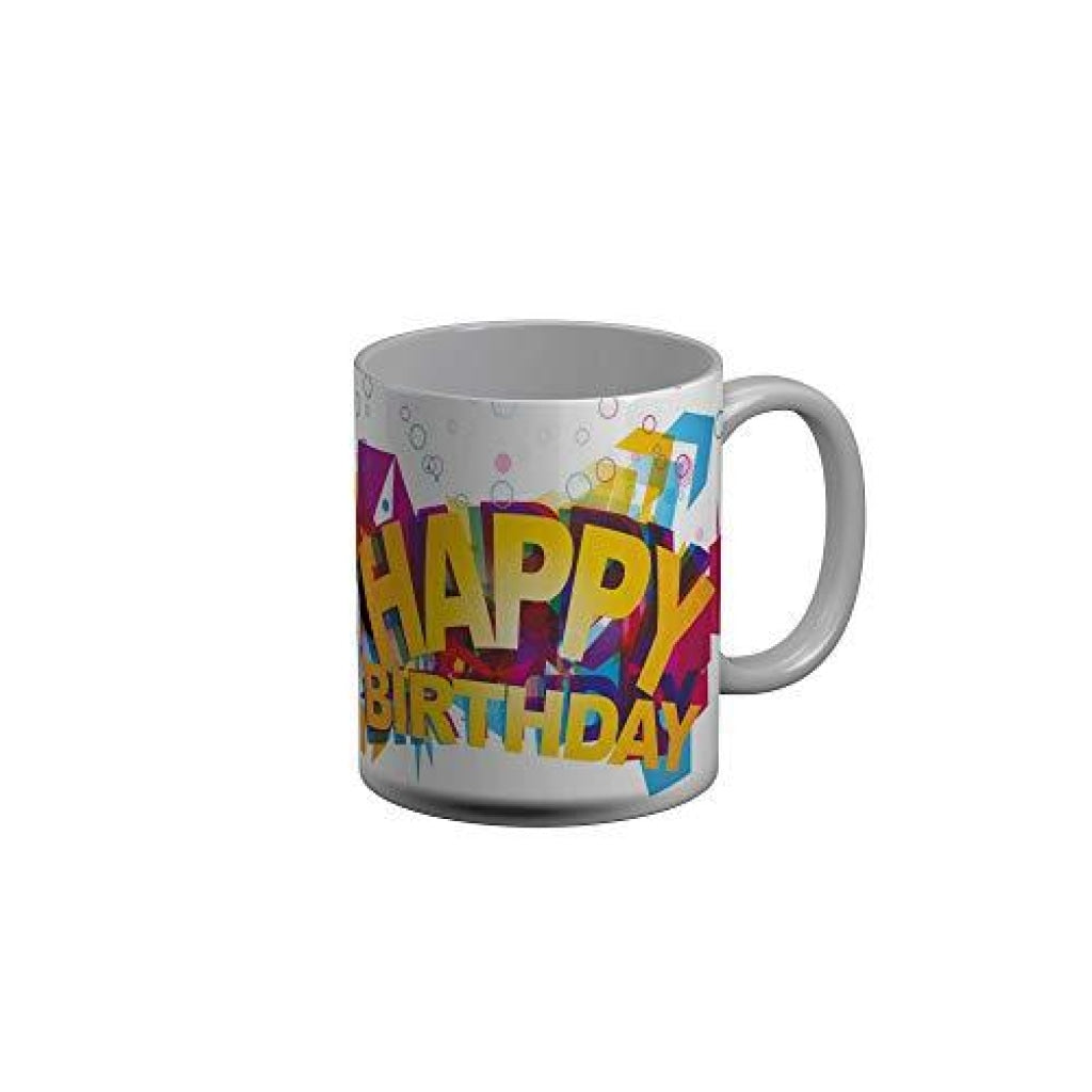 Funkydecors Happy Birtthday Wishes Gift Ceramic Mug 350 Ml Multicolor Mugs