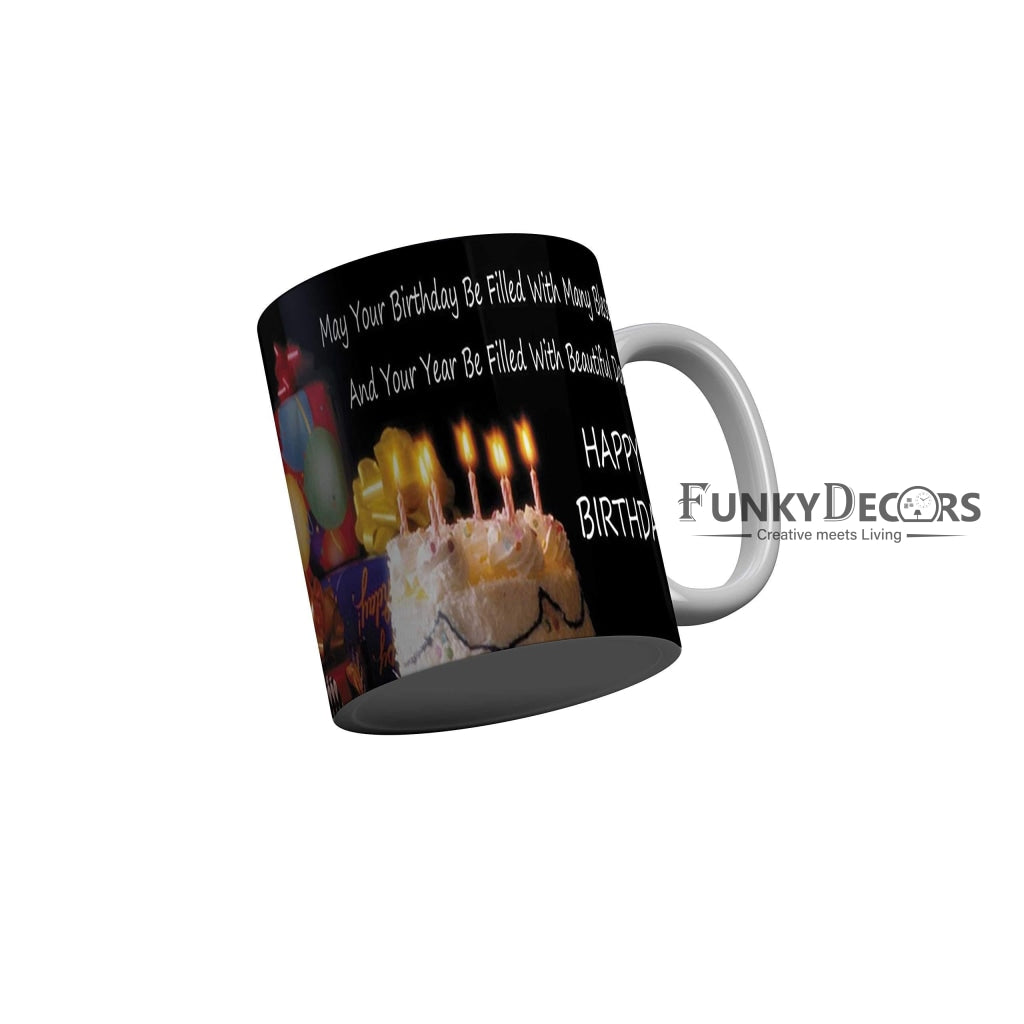 Funkydecors Happy Birtthday Wishes Gift Ceramic Mug 350 Ml Multicolor Mugs