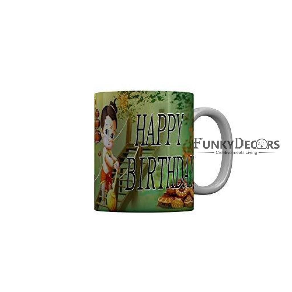 Funkydecors Happy Birtthday Wishes Gift Ceramic Mug 350 Ml Multicolor Mugs