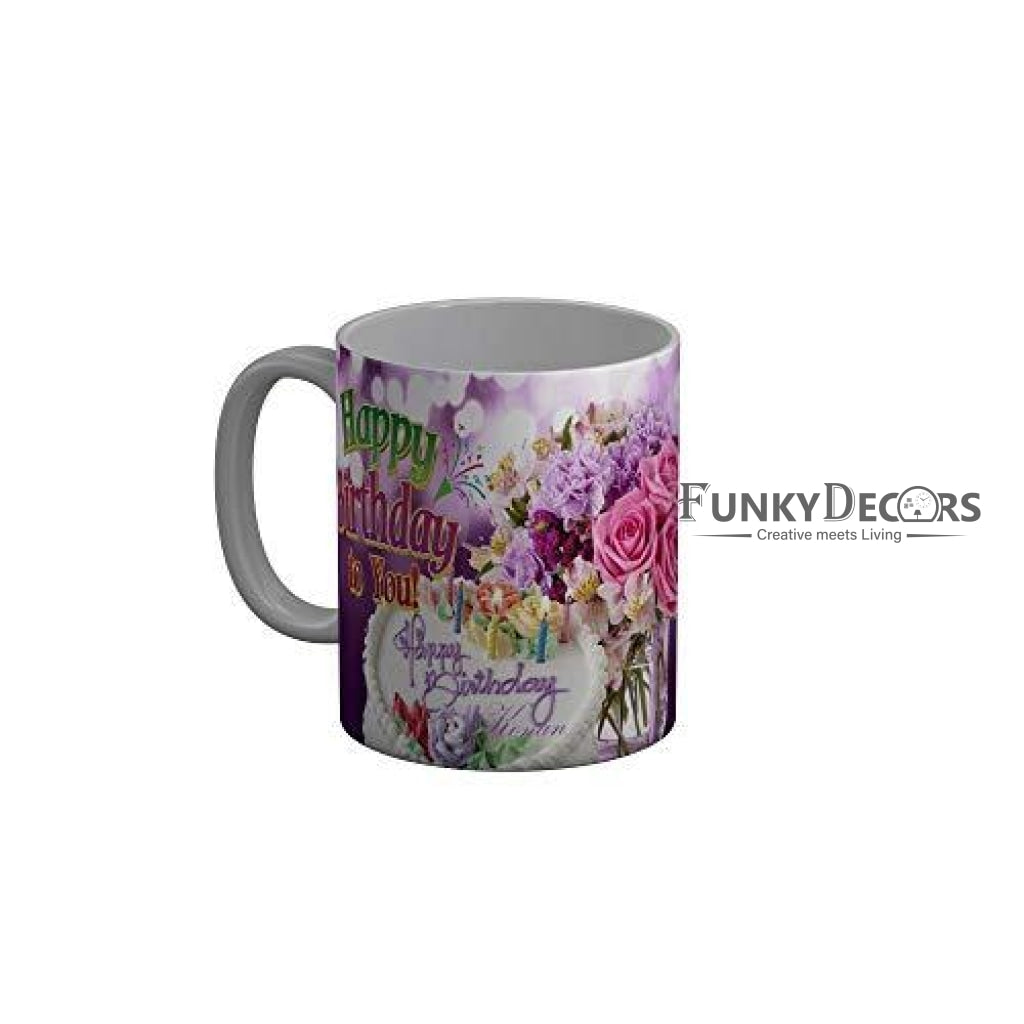 Funkydecors Happy Birtthday Wishes Gift Ceramic Mug 350 Ml Multicolor Mugs