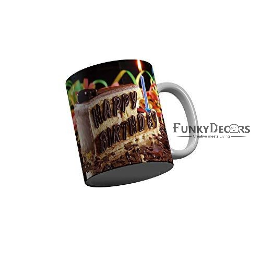 Funkydecors Happy Birtthday Wishes Gift Ceramic Mug 350 Ml Multicolor Mugs