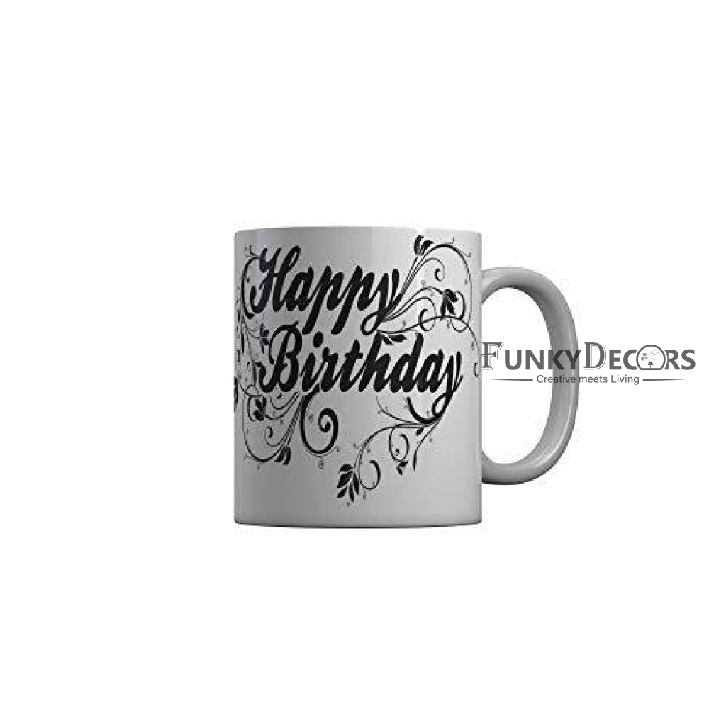 Funkydecors Happy Birtthday Wishes Gift Ceramic Mug 350 Ml Multicolor Mugs