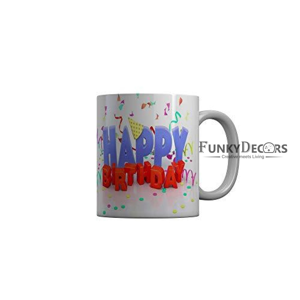 Funkydecors Happy Birtthday Wishes Gift Ceramic Mug 350 Ml Multicolor Mugs
