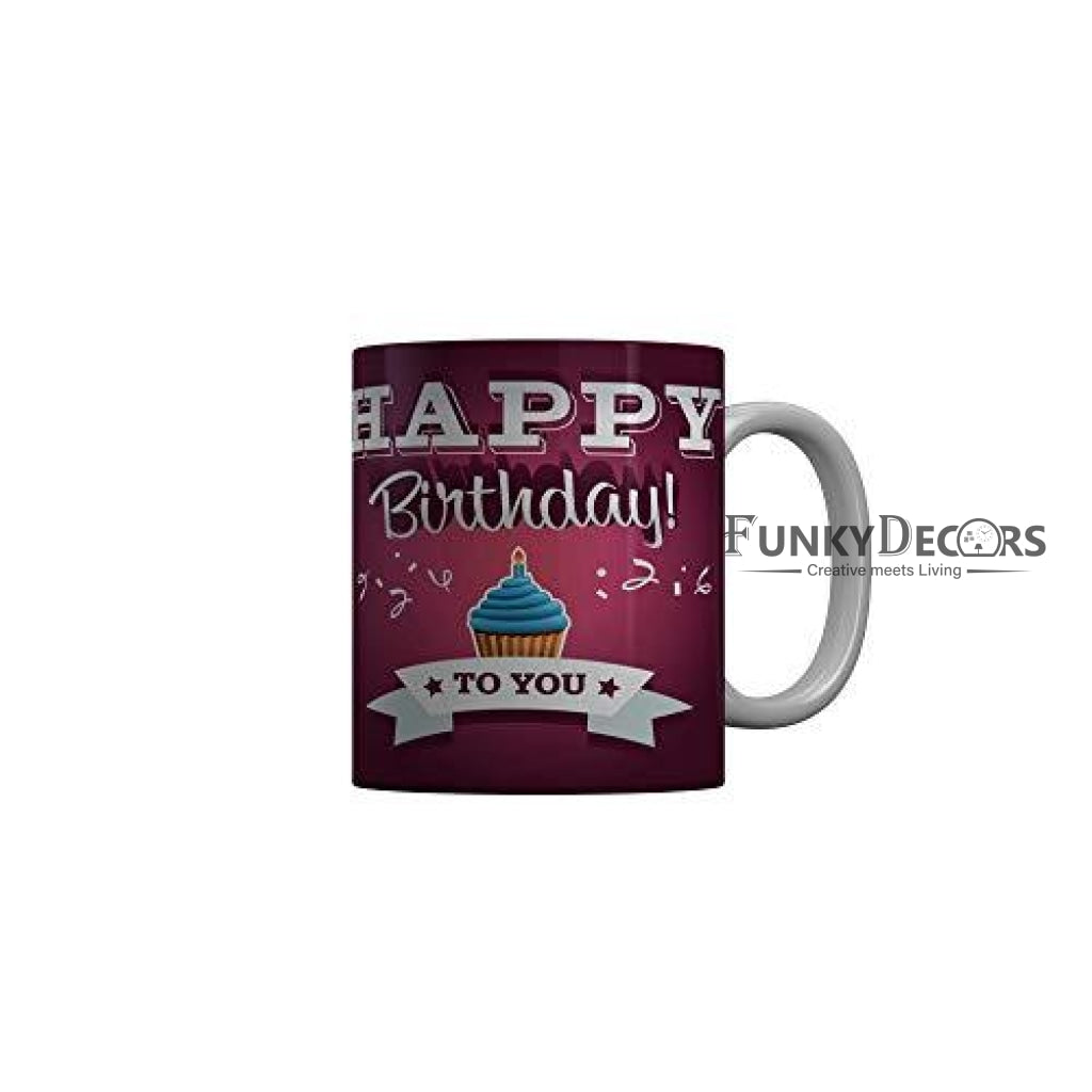 Funkydecors Happy Birtthday Wishes Gift Ceramic Mug 350 Ml Multicolor Mugs