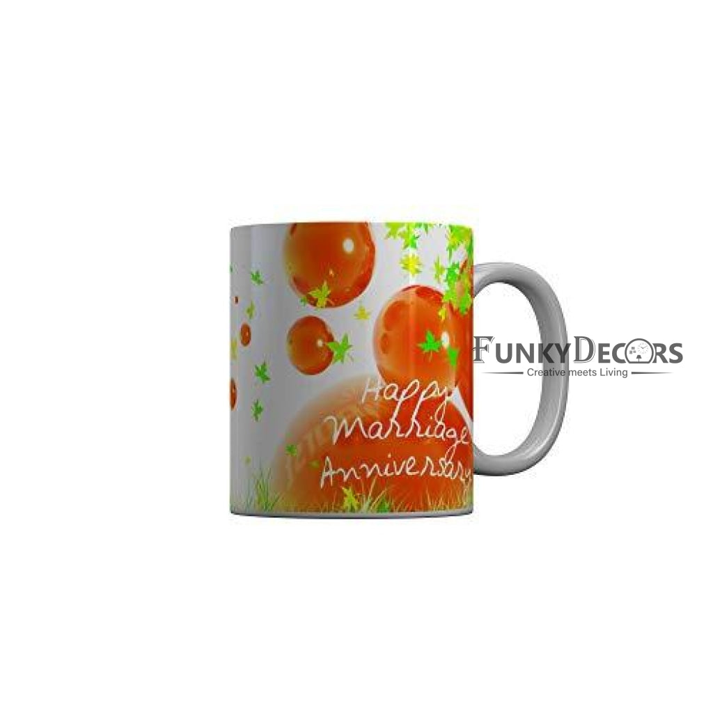 Funkydecors Happy Marriage Anniversary Ceramic Mug 350 Ml Multicolor Mugs