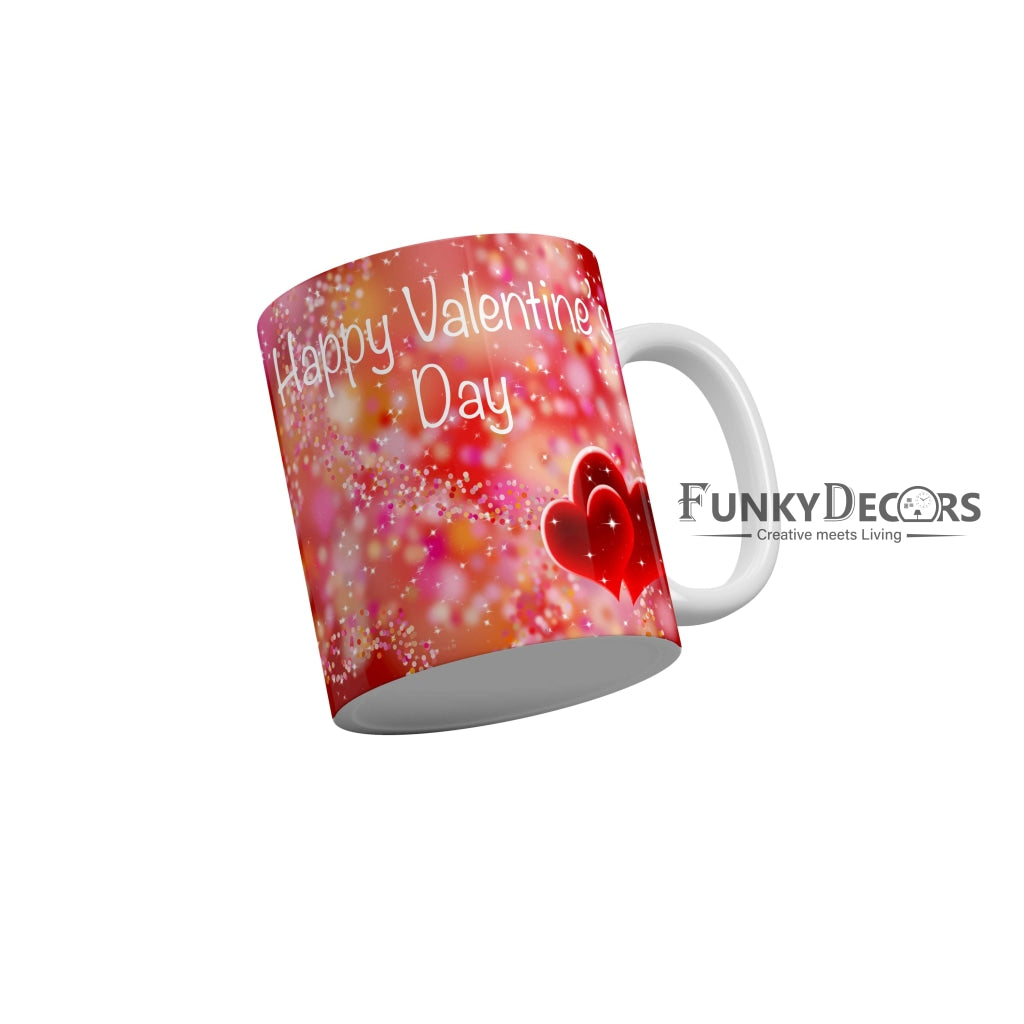 FunkyDecors Happy Valentines Day for Love and Friendship Quotes Ceramic Coffee Mug 350 ml