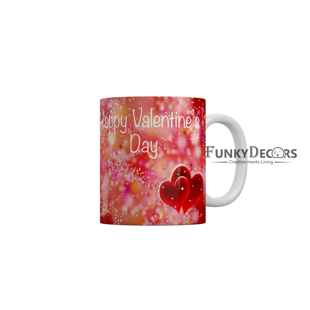 FunkyDecors Happy Valentines Day for Love and Friendship Quotes Ceramic Coffee Mug 350 ml