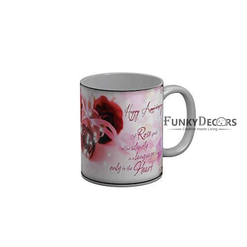 Funkydecors Happy Wedding Anniversary Ceramic Mug 350 Ml Multicolor Mugs