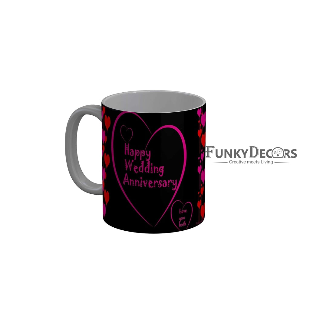 Funkydecors Happy Wedding Anniversary Ceramic Mug 350 Ml Multicolor Mugs