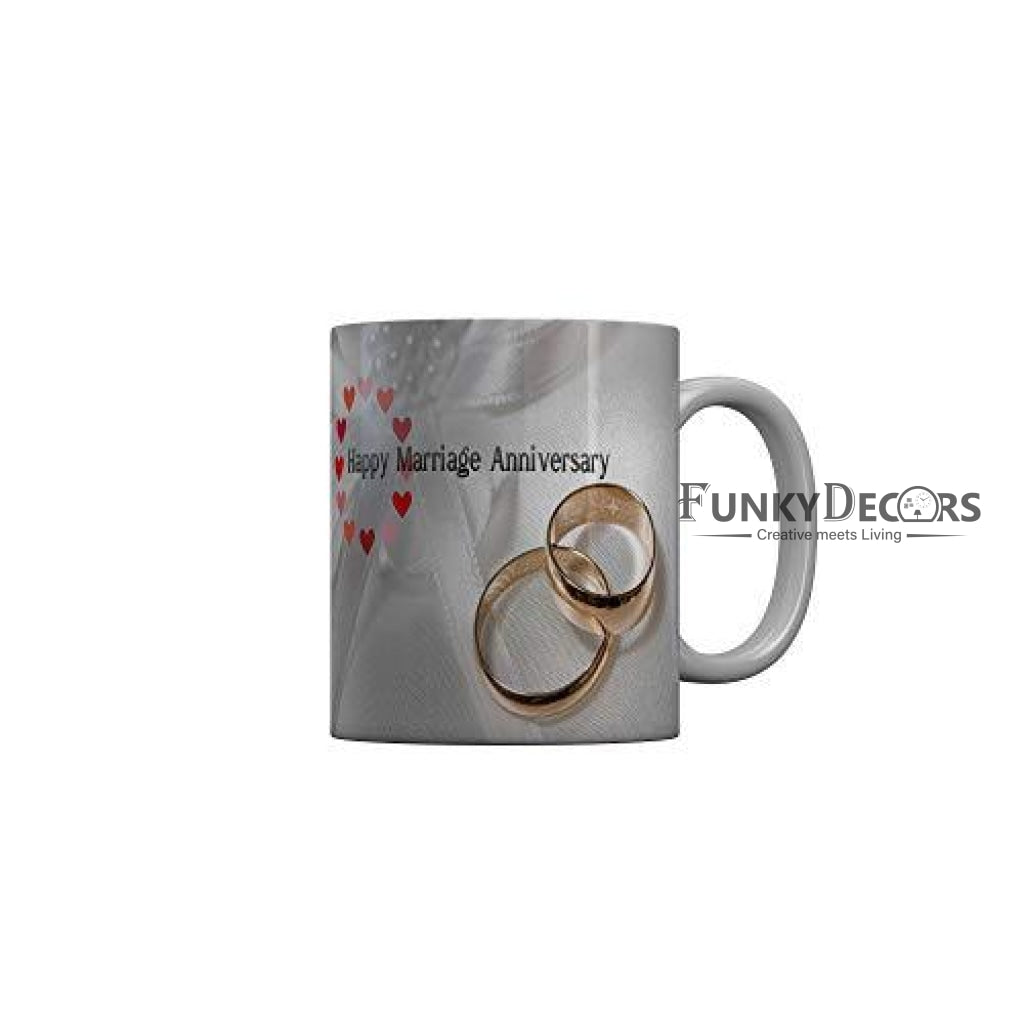 Funkydecors Happy Wedding Anniversary Ceramic Mug 350 Ml Multicolor Mugs