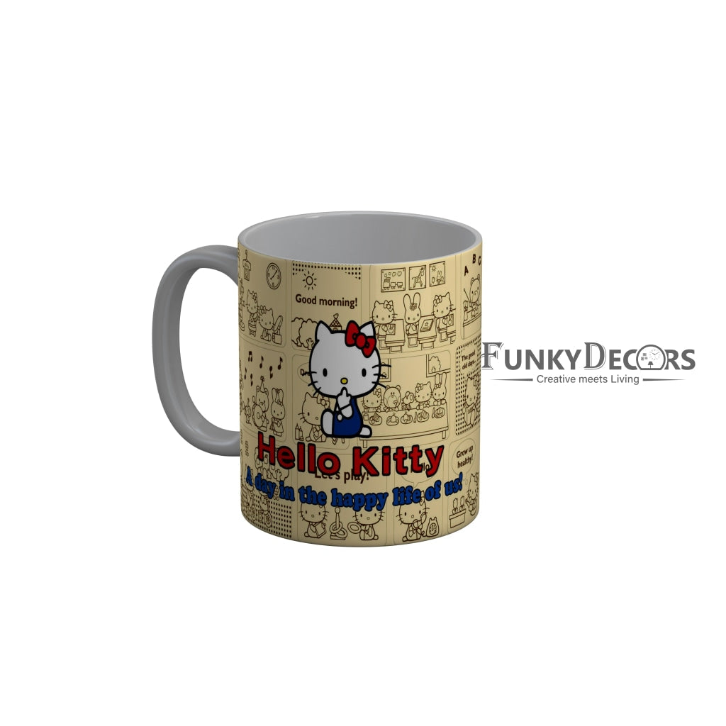 FunkyDecors Hello Kitty A Day Happy In The Happy Life of us Cartoon Ceramic Coffee Mug